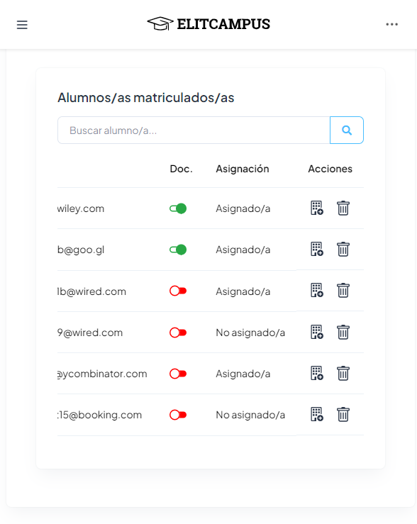 Gestión de alumnos